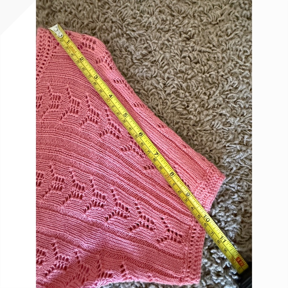 J.Jill Cardigan Petite Coral Pink Pointelle Linen Blend Sweater Size S - Picture 7 of 8